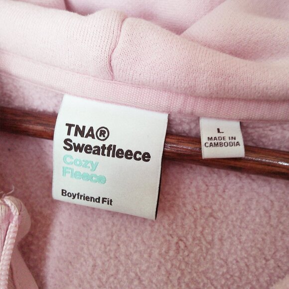 Aritzia TNA Sweatfleece Cozy Fleece Boyfriend Fit Full Zip Up Hoodie Size L $95 - Picture 6 of 13